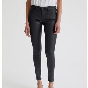 AG The Legging Super Skinny Ankle Coated Black Jeans